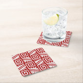 Ikat Aztec Pattern - Donkerrood en wit Kartonnen Onderzetters (Insitu)