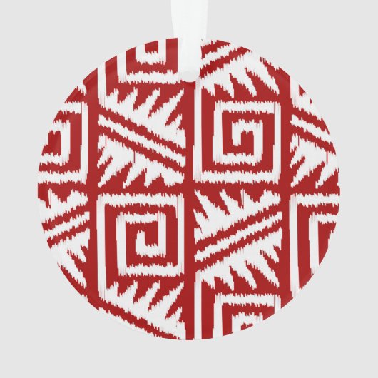 Ikat Aztec Pattern - Donkerrood en wit Ornament (achterkant)