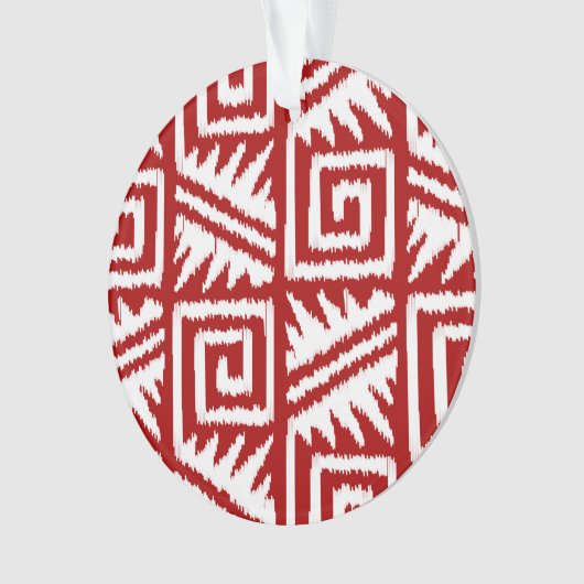 Ikat Aztec Pattern - Donkerrood en wit Ornament (voorkant)