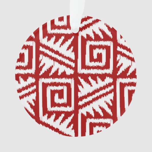 Ikat Aztec Pattern - Donkerrood en wit Ornament (voorkant)