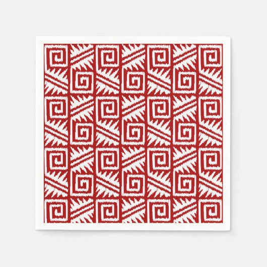 Ikat Aztec Pattern - Donkerrood en wit Servetten (Voorkant)