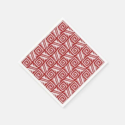 Ikat Aztec Pattern - Donkerrood en wit Servetten (Hoek)
