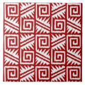 Ikat Aztec Pattern - Donkerrood en wit Tegeltje (Voorkant)