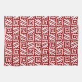 Ikat Aztec Pattern - Donkerrood en wit Theedoek (Horizontaal)