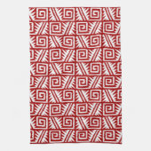 Ikat Aztec Pattern - Donkerrood en wit Theedoek (Verticaal)