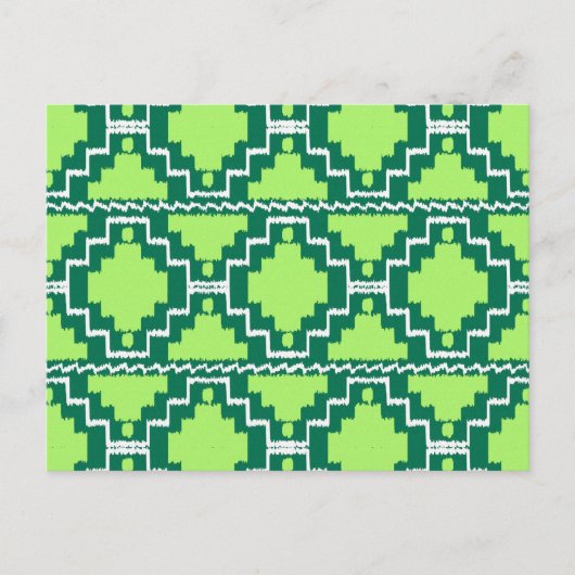 Ikat Aztec Pattern - Forest and Lime Green Briefkaart (Voorkant)