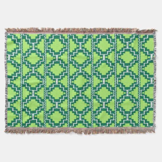Ikat Aztec Pattern - Forest and Lime Green Deken (Voorkant)