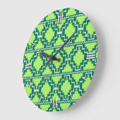 Ikat Aztec Pattern - Forest and Lime Green Grote Klok (Hoek)