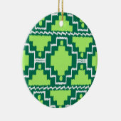 Ikat Aztec Pattern - Forest and Lime Green Keramisch Ornament (Rechts)