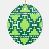 Ikat Aztec Pattern - Forest and Lime Green Keramisch Ornament (Links)