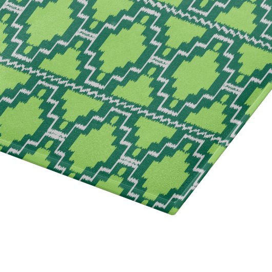 Ikat Aztec Pattern - Forest and Lime Green Snijplank (Hoek)