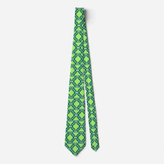 Ikat Aztec Pattern - Forest and Lime Green Stropdas (Voorkant)