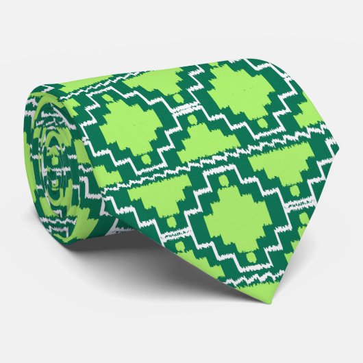 Ikat Aztec Pattern - Forest and Lime Green Stropdas (Opgerold)