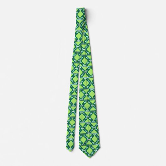 Ikat Aztec Pattern - Forest and Lime Green Stropdas (Achterkant)