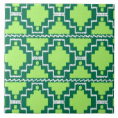 Ikat Aztec Pattern - Forest and Lime Green Tegeltje (Voorkant)