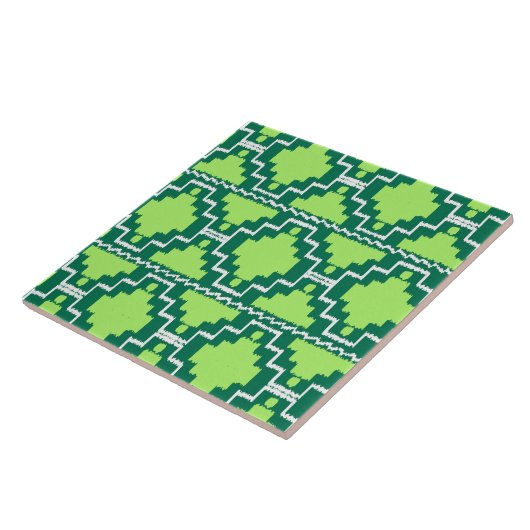 Ikat Aztec Pattern - Forest and Lime Green Tegeltje (Zijkant)
