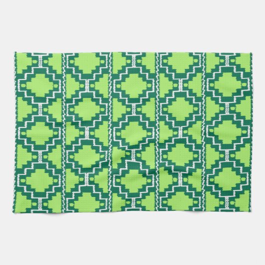 Ikat Aztec Pattern - Forest and Lime Green Theedoek (Horizontaal)