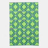 Ikat Aztec Pattern - Forest and Lime Green Theedoek (Verticaal)