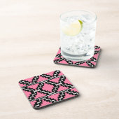 Ikat Aztec Pattern - Fuchsia Pink, Black en White Bier Onderzetter (Rechterzijde)