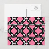 Ikat Aztec Pattern - Fuchsia Pink, Black en White Briefkaart (Voorkant / Achterkant)