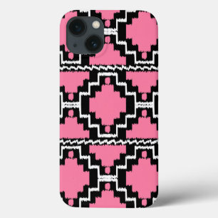 Ikat Aztec Pattern - Fuchsia Pink, Black en White Case-Mate iPhone Case