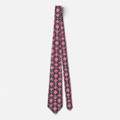 Ikat Aztec Pattern - Fuchsia Pink, Black en White Stropdas (Voorkant)