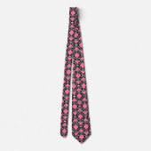 Ikat Aztec Pattern - Fuchsia Pink, Black en White Stropdas (Achterkant)
