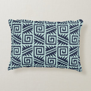 Ikat Aztec Pattern - Indigo and Light Blue Accent Kussen