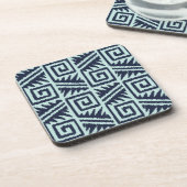 Ikat Aztec Pattern - Indigo and Light Blue Bier Onderzetter (Linkerzijde)