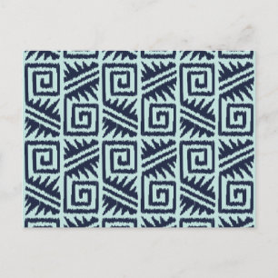 Ikat Aztec Pattern - Indigo and Light Blue Briefkaart