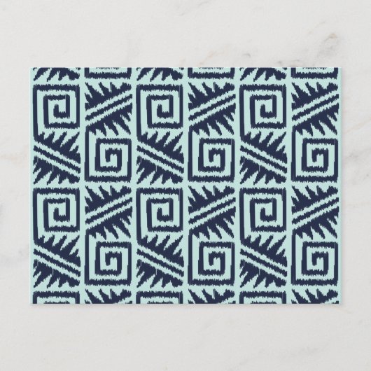Ikat Aztec Pattern - Indigo and Light Blue Briefkaart (Voorkant)