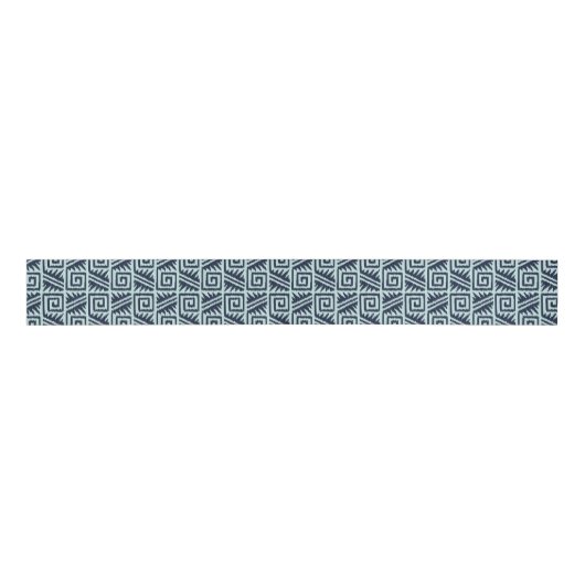 Ikat Aztec Pattern - Indigo and Light Blue Grosgrain Lint (Voorkant)