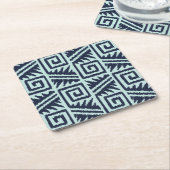 Ikat Aztec Pattern - Indigo and Light Blue Kartonnen Onderzetters (Schuin)