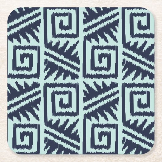 Ikat Aztec Pattern - Indigo and Light Blue Kartonnen Onderzetters (Voorkant)