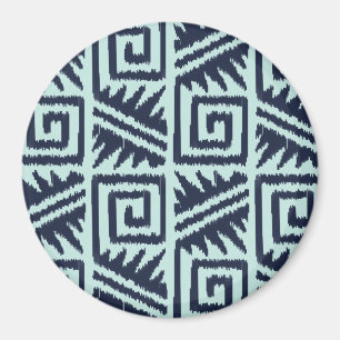 Ikat Aztec Pattern - Indigo and Light Blue Magneet