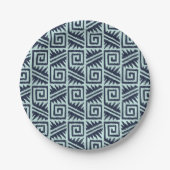 Ikat Aztec Pattern - Indigo and Light Blue Papieren Bordje (Voorkant)