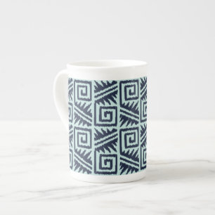 Ikat Aztec Pattern - Indigo and Light Blue Porselein Kop