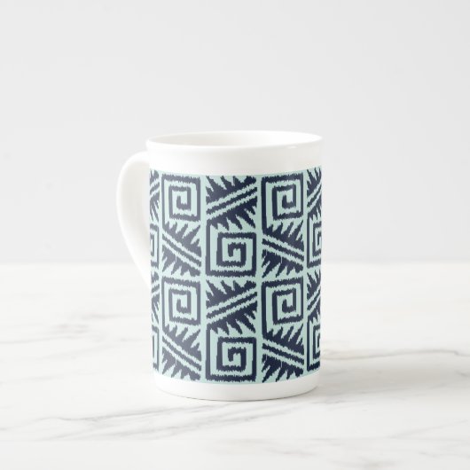 Ikat Aztec Pattern - Indigo and Light Blue Porselein Kop (Links)