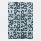 Ikat Aztec Pattern - Indigo and Light Blue Theedoek (Verticaal)