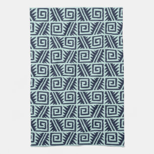 Ikat Aztec Pattern - Indigo and Light Blue Theedoek