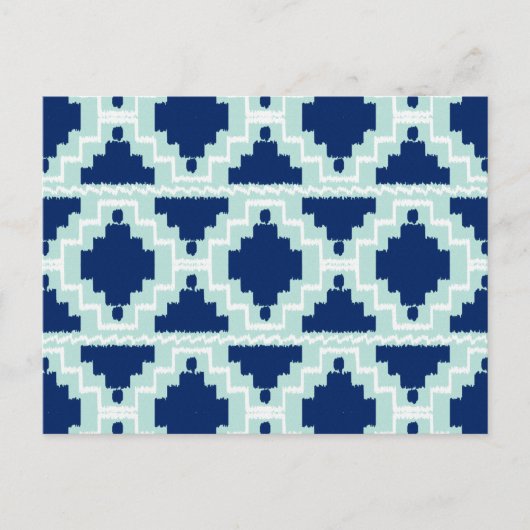Ikat Aztec Pattern - Indigo en lichtblauw Briefkaart (Voorkant)