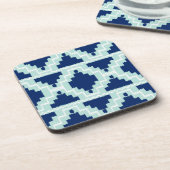 Ikat Aztec Pattern - Indigo en lichtblauw Drankjes Onderzetter (Linkerzijde)