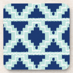 Ikat Aztec Pattern - Indigo en lichtblauw Drankjes Onderzetter