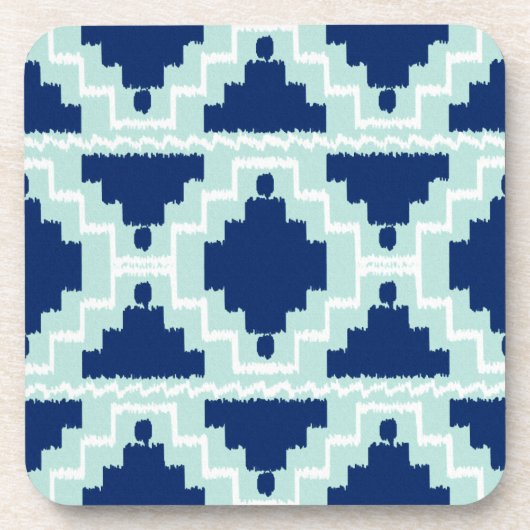 Ikat Aztec Pattern - Indigo en lichtblauw Drankjes Onderzetter (Voorkant)