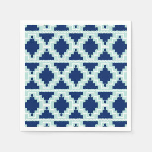 Ikat Aztec Pattern - Indigo en lichtblauw Servet