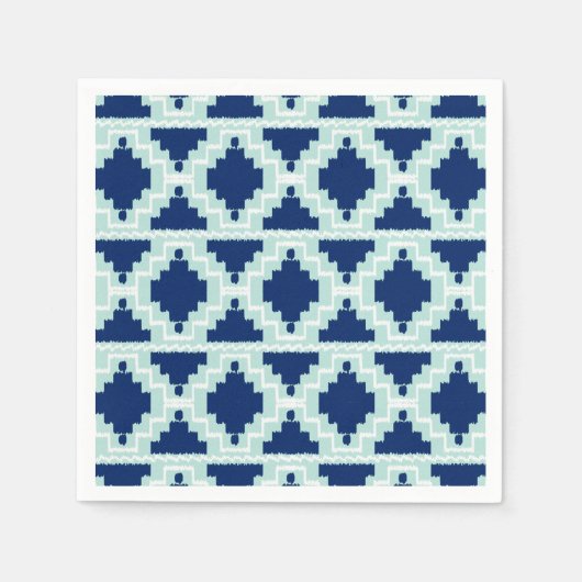 Ikat Aztec Pattern - Indigo en lichtblauw Servet (Voorkant)