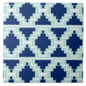 Ikat Aztec Pattern - Indigo en lichtblauw Tegeltje (Voorkant)