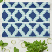 Ikat Aztec Pattern - Indigo en lichtblauw Theedoek (Gevouwen)