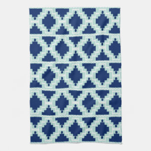Ikat Aztec Pattern - Indigo en lichtblauw Theedoek