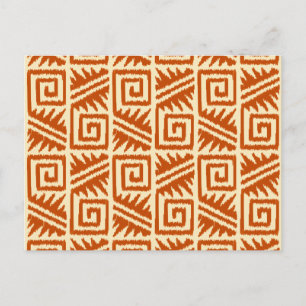 Ikat Aztec Pattern - Mandarijns and Light Oranje Briefkaart
